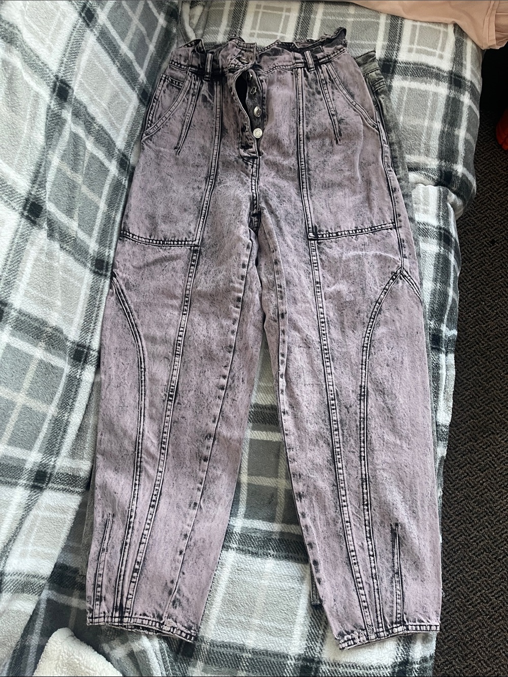 Ulla Johnson Washed Lavender-Pink Paperbag Boyfriend Jeans